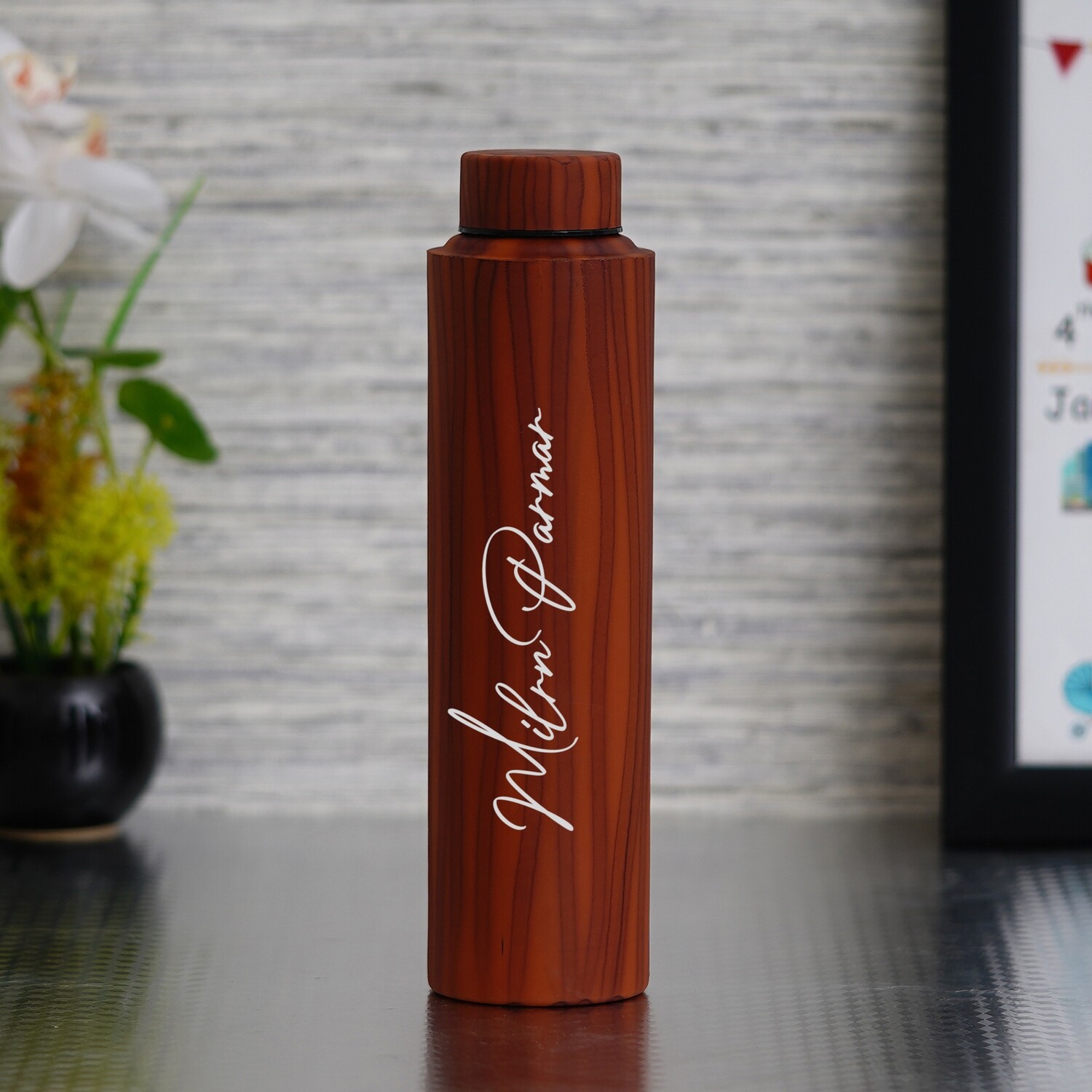 Wooden Coloured Personalised Bottle 1 Litre