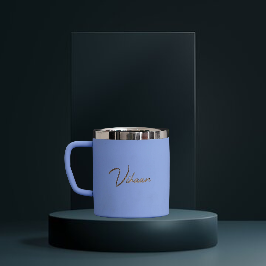 Customised Sky Blue Steel Mug