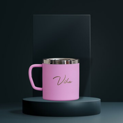 Customised Baby Pink Steel Mug