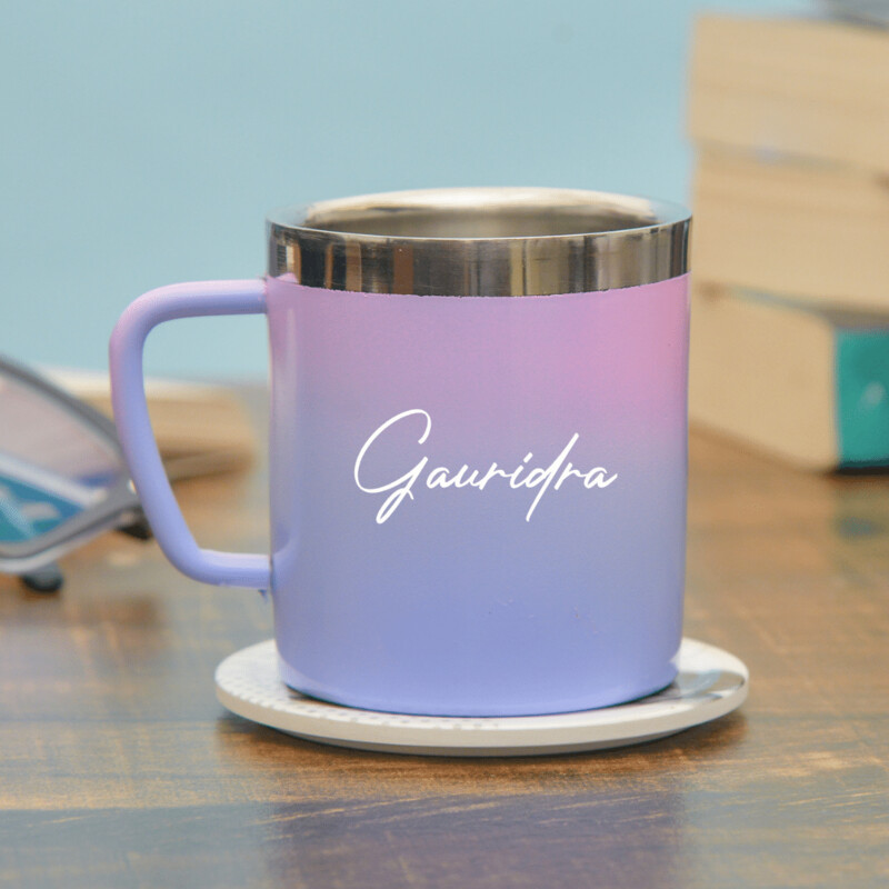 Customised Pink-Blue Steel Mug