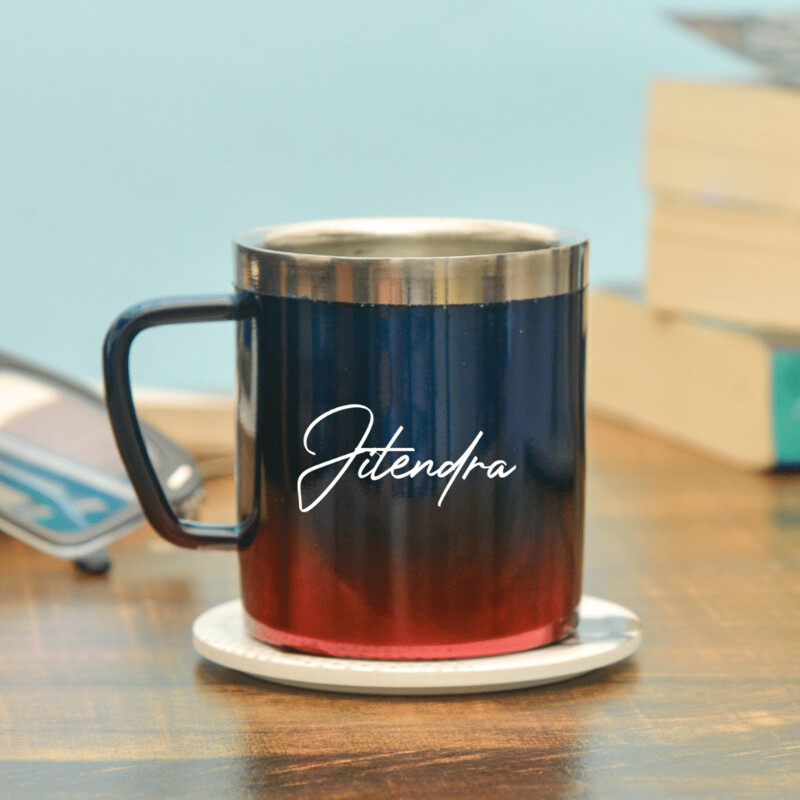 Customised Rainbow Coloured Steel Mug