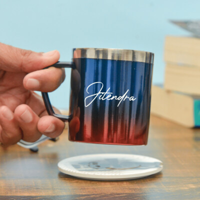 Customised Rainbow Coloured Steel Mug