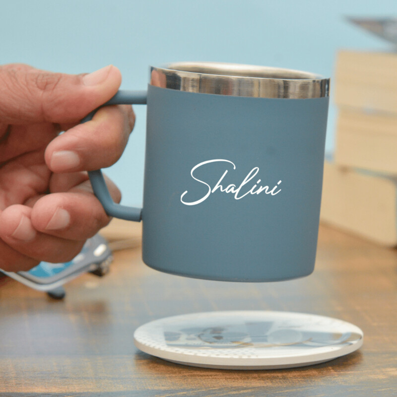 Customised Grey Steel Mug