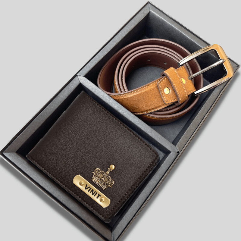 Dark Brown Imported Wallet + Belt Combo
