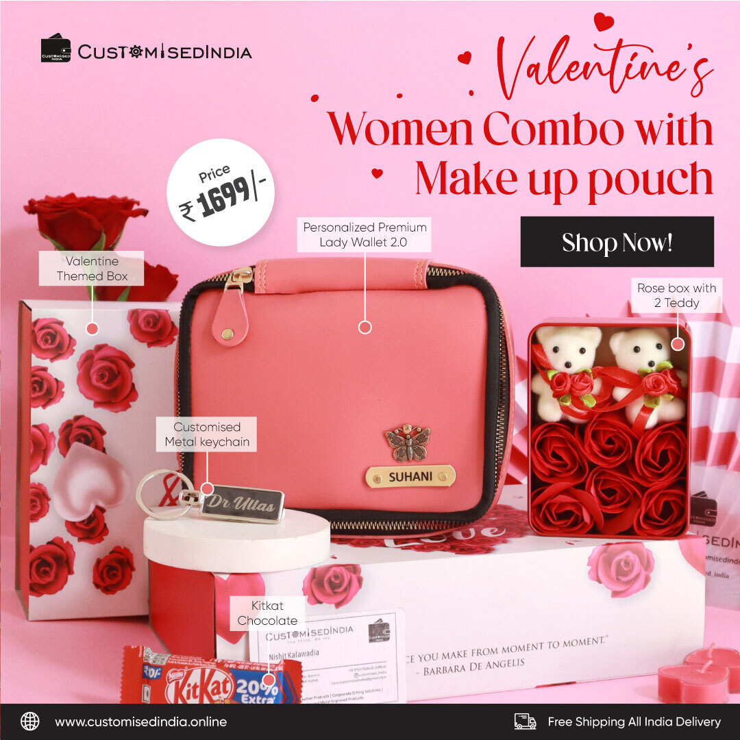 Valentine's Women Combo with Make up pouch
