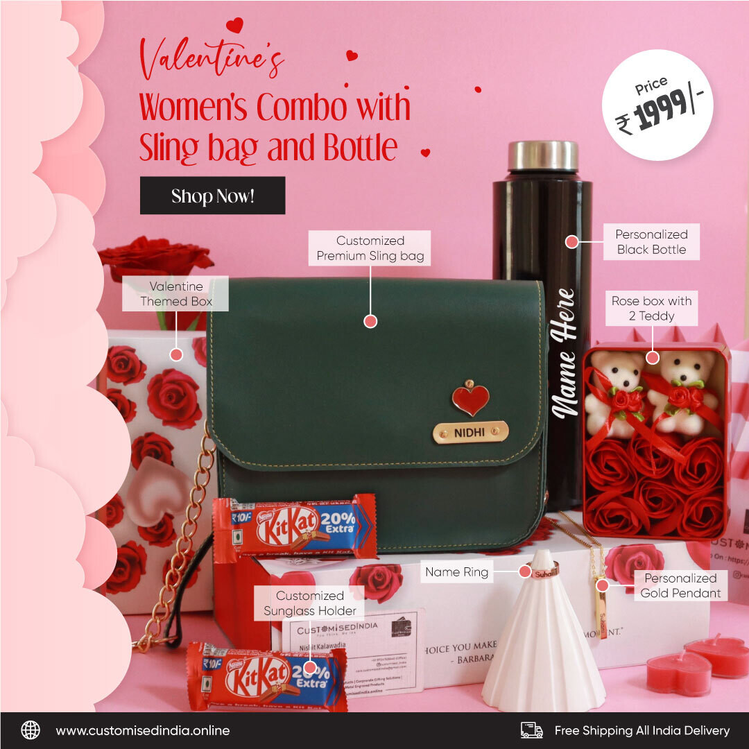 Valentine's Women's Combo with Sling bag and Bottle