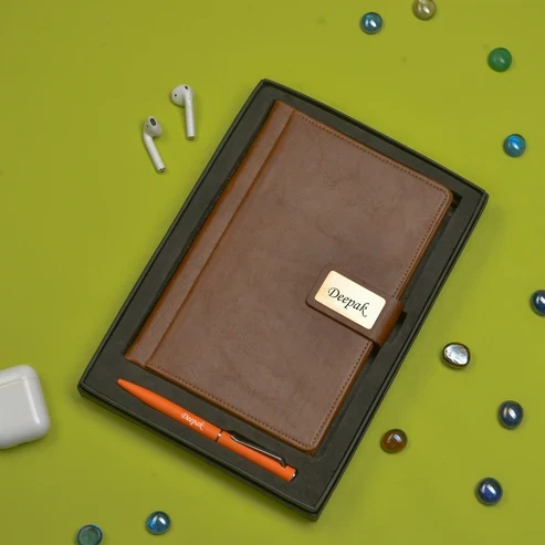 Brown Executive Diary and Pen Corporate Combo