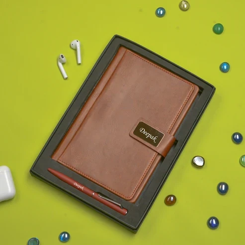 Tan Executive Diary and Pen Corporate Combo