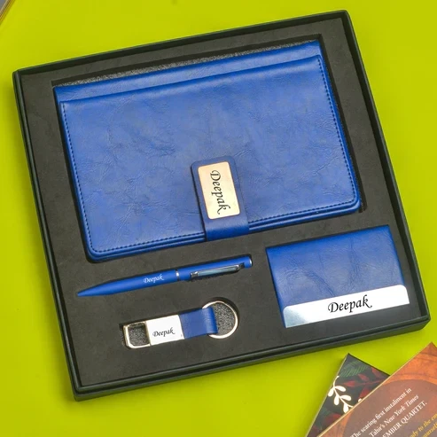Blue Corporate 4pc combo ( Diary, Cardholder, Pen &amp; Keychain)