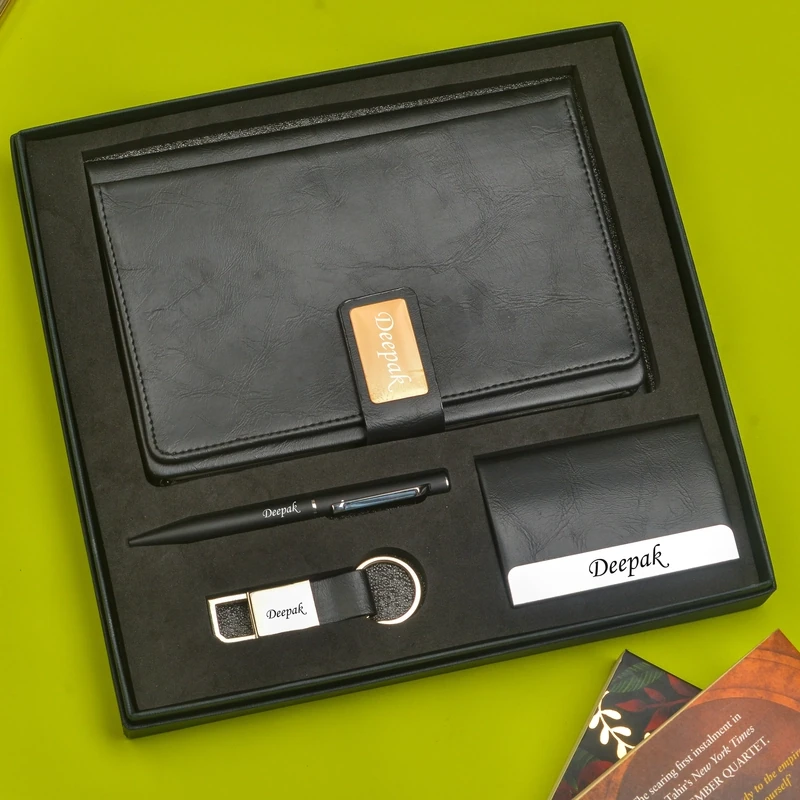 Black Corporate 4pc combo ( Diary, Cardholder, Pen &amp; Keychain)