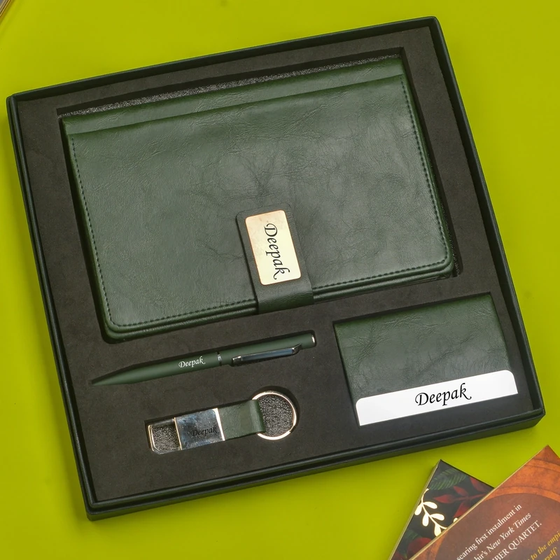 Green Corporate 4pc combo ( Diary, Cardholder, Pen &amp; Keychain)