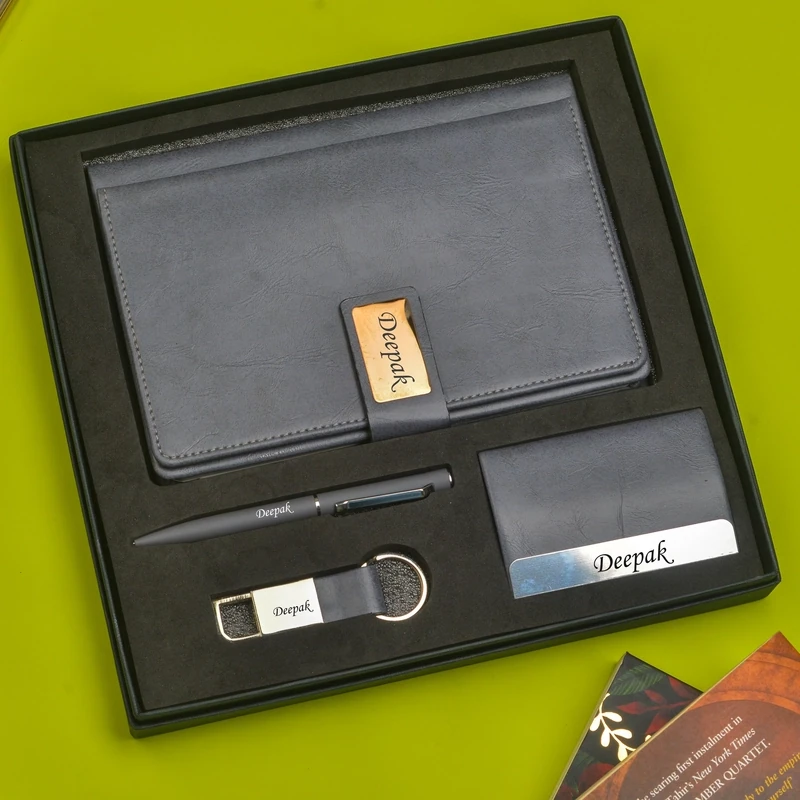 Grey Corporate 4pc combo ( Diary, Cardholder, Pen &amp; Keychain)