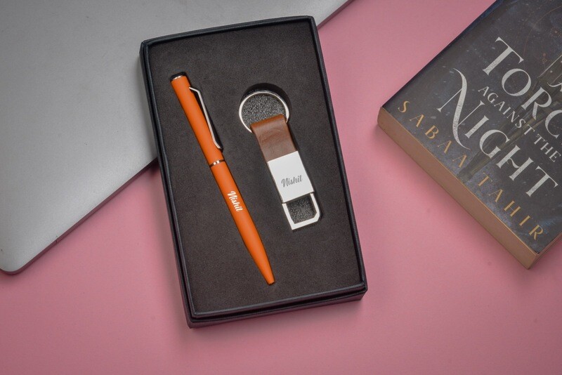 Tan Customised Pen &amp; Keychain Combo