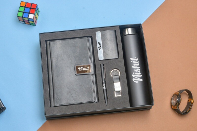 Black Corporate 5pc combo ( Diary, Bottle, Cardholder, Pen &amp; Keychain)