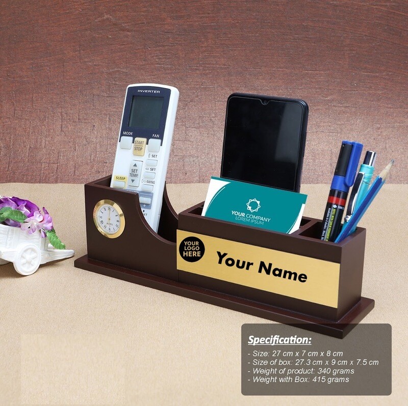 Customised Large Desk Organiser with Clock