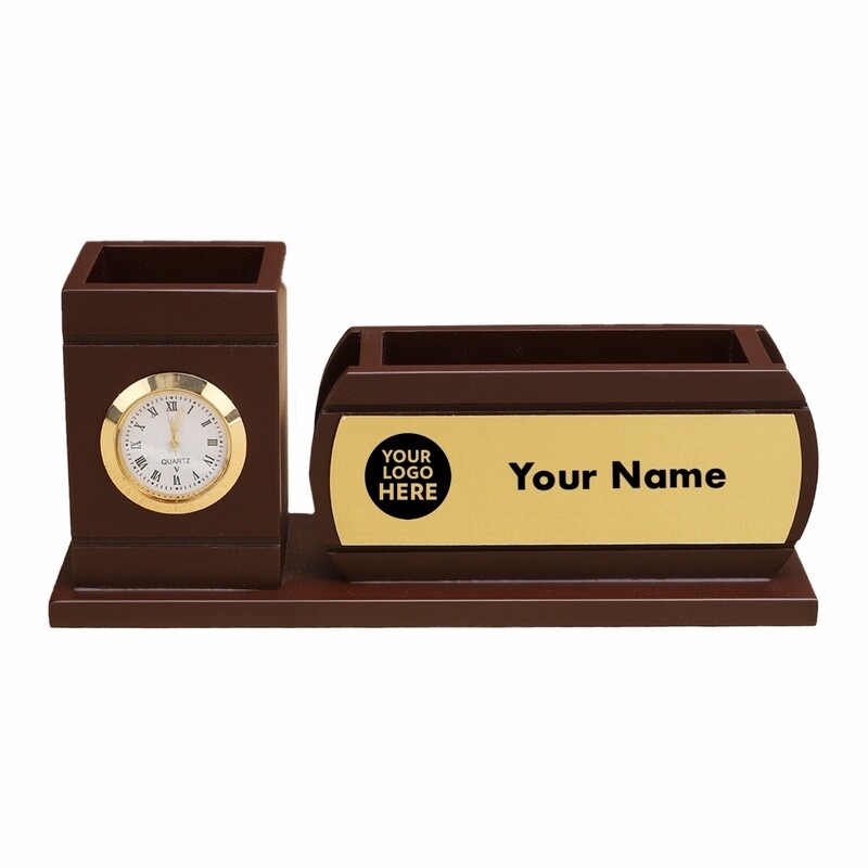 Customised Pen Stand With Clock