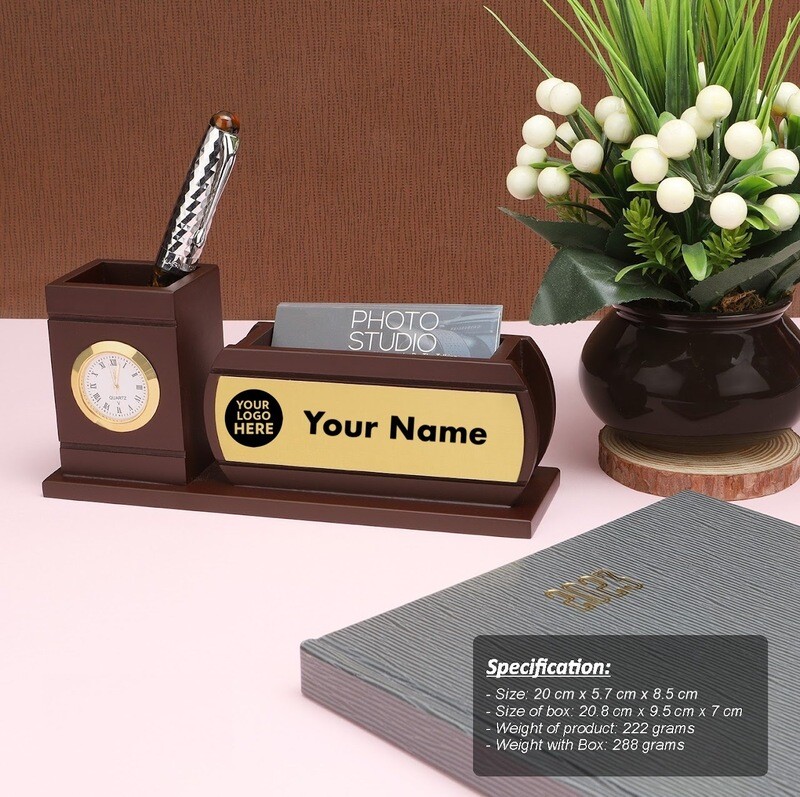 Customised Pen Stand With Clock