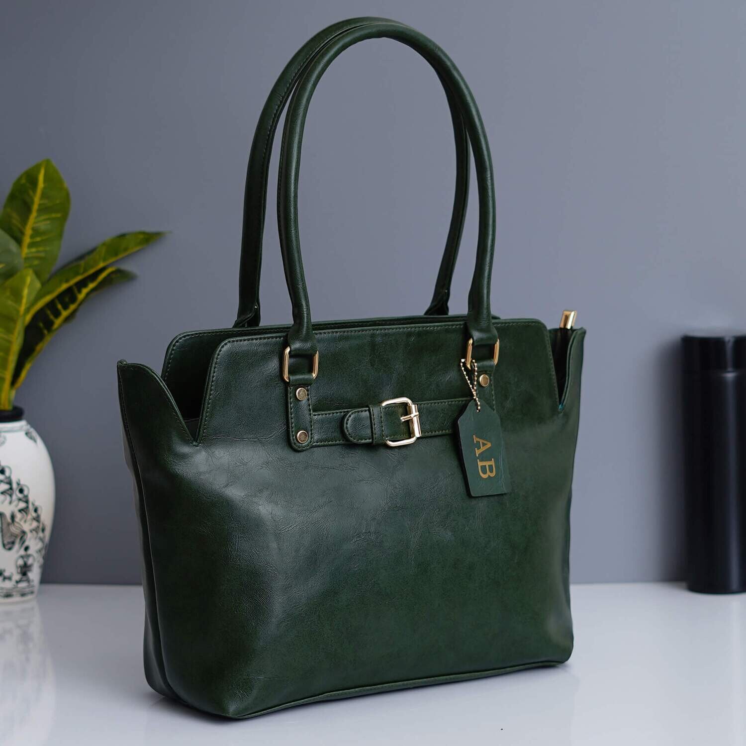 Green Premium Personalised Tote Bag with Zip