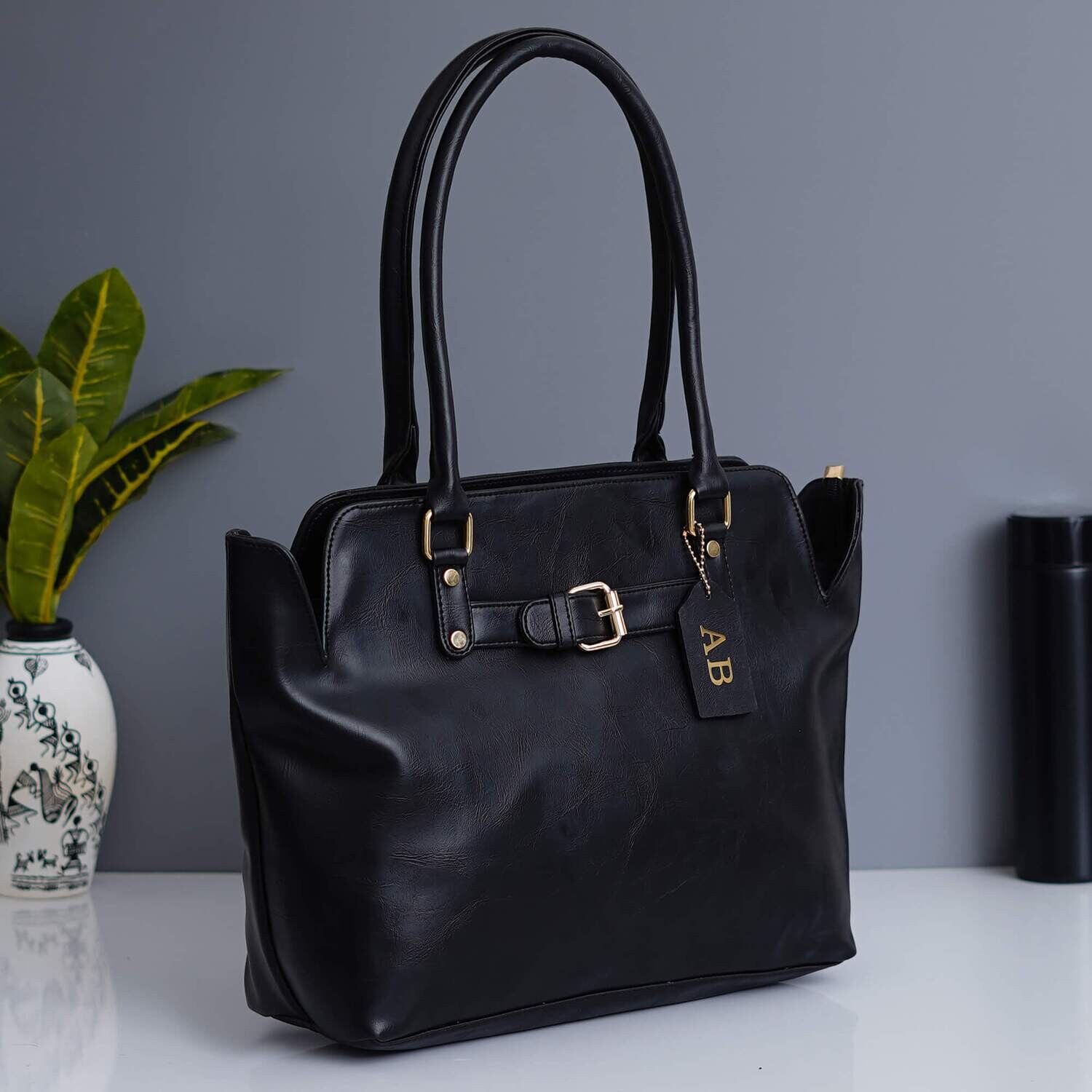 Black Premium Personalised Tote Bag with Zip