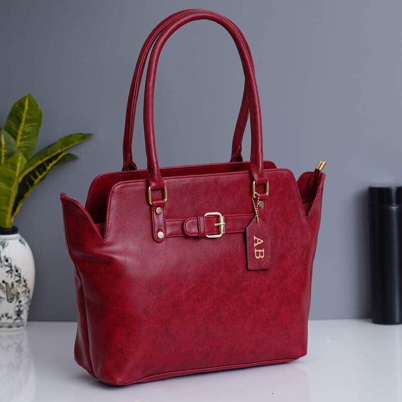 Wine Red Premium Personalised Tote Bag with Zip