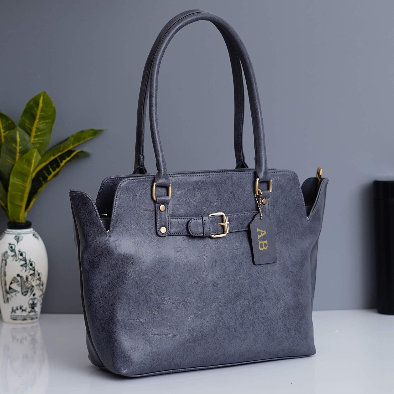 Grey Premium Personalised Tote Bag with Zip