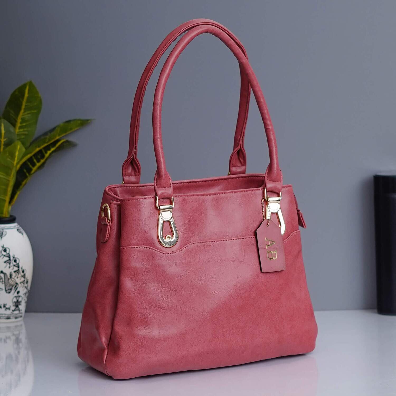 Pink Personalised Luxury Hand Bag (Imported Leather)