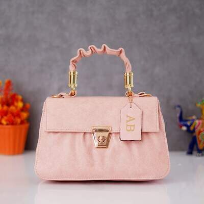 Baby Pink Customised Hand Bag (Imported Leather)