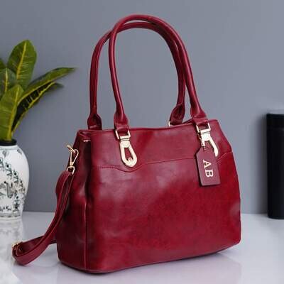Wine Red Personalised Luxury Hand Bag (Imported Leather)