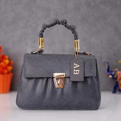 Grey Customised Hand Bag (Imported Leather)