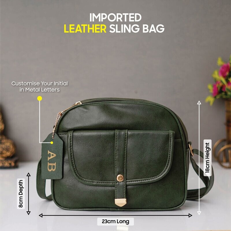 Wine Red Customised Imported Leather Sling Bag