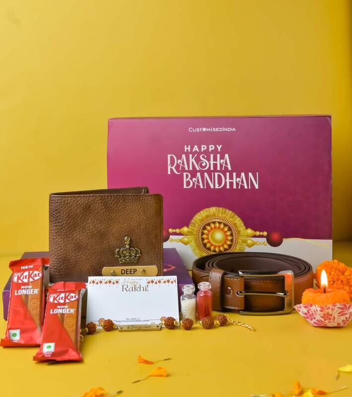 Customised Belt and Wallet Rakhi combo