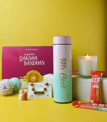 Pastel Temperature Bottle and Rakhi Gift Combo