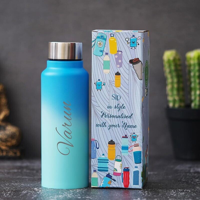 Personalised Blue Dual Colour Gradient Bottle