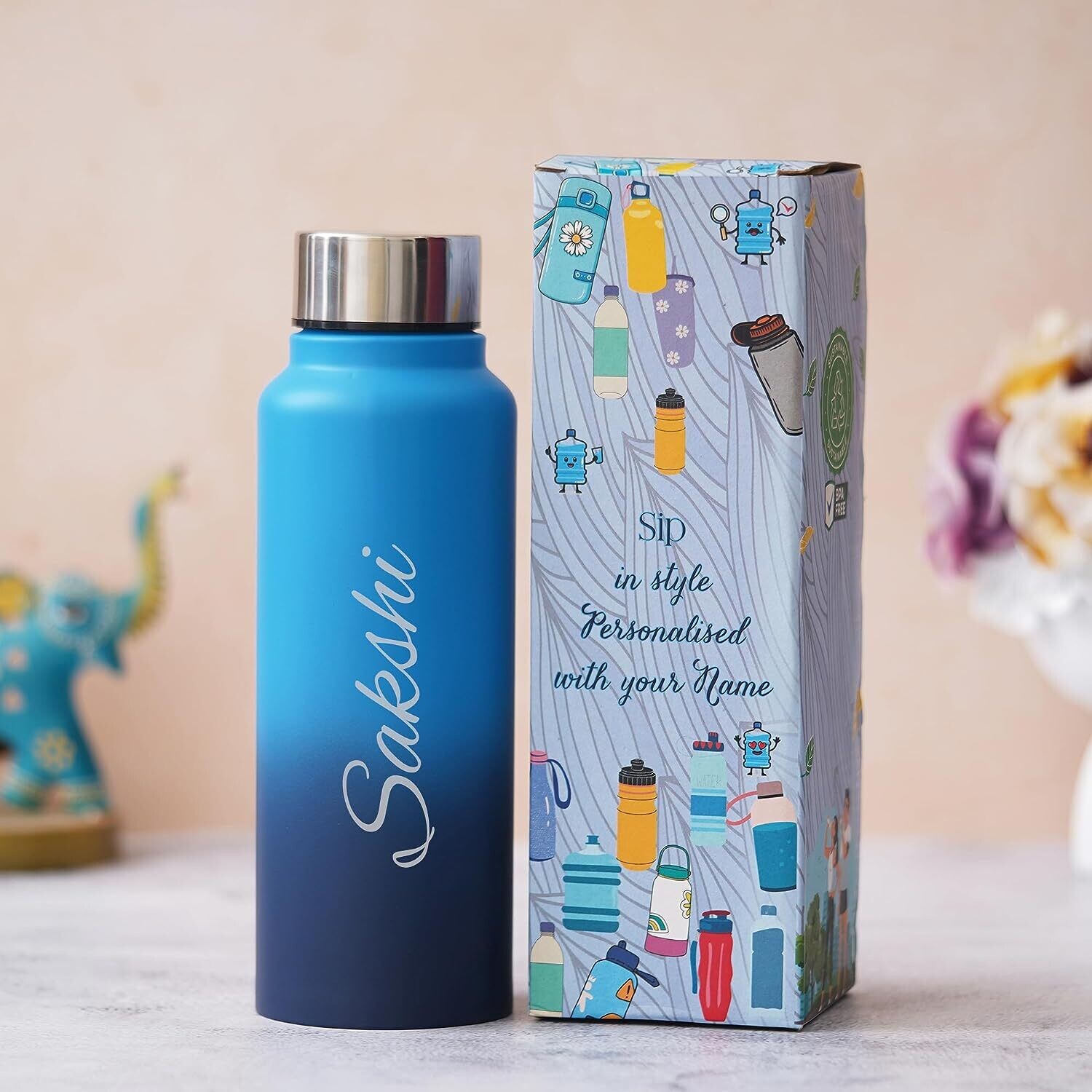Personalised Blue Ombre Bottle