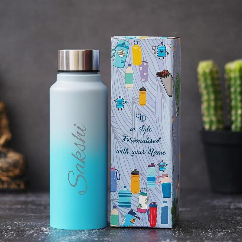 Personalised Grey Blue Bottle