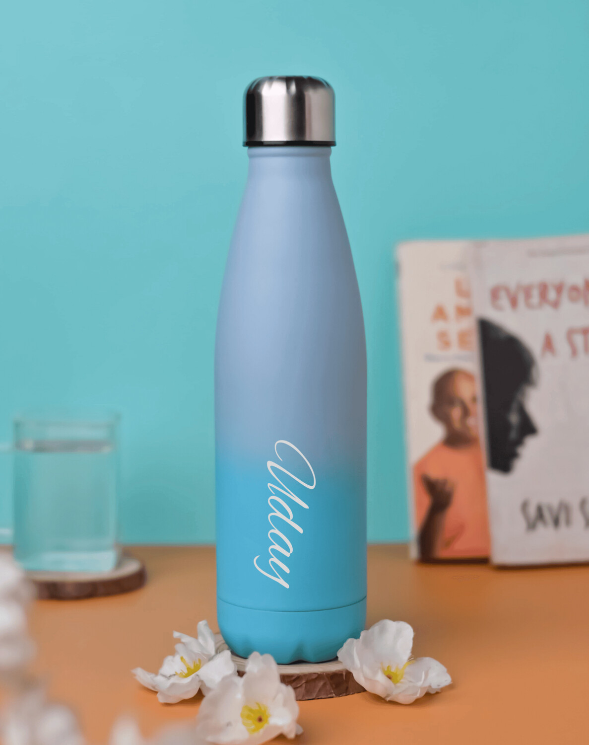 Customised Grey-Blue ThermoSteel Bottle