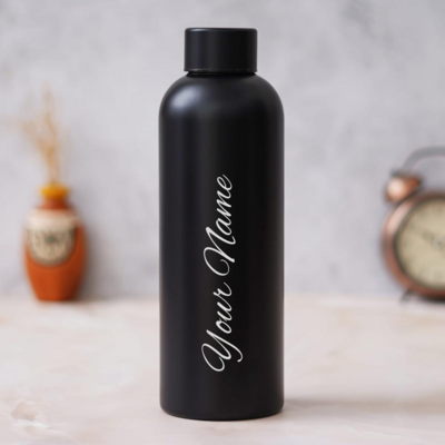 Black Vacuum insulated personalized bottle
