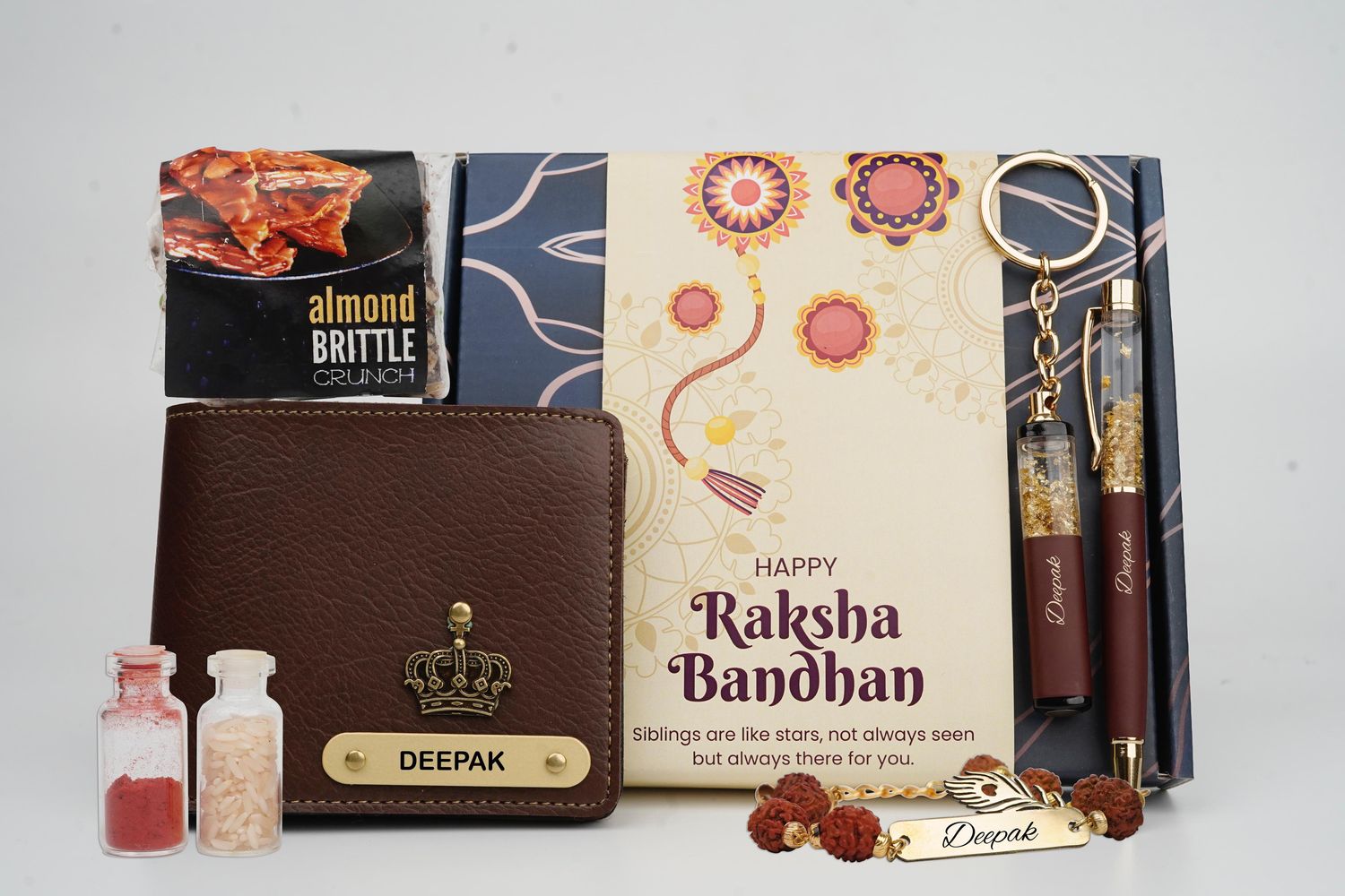 Imported Leather Rakhi Hamper 2.0, Colour of Combo: Dark Brown