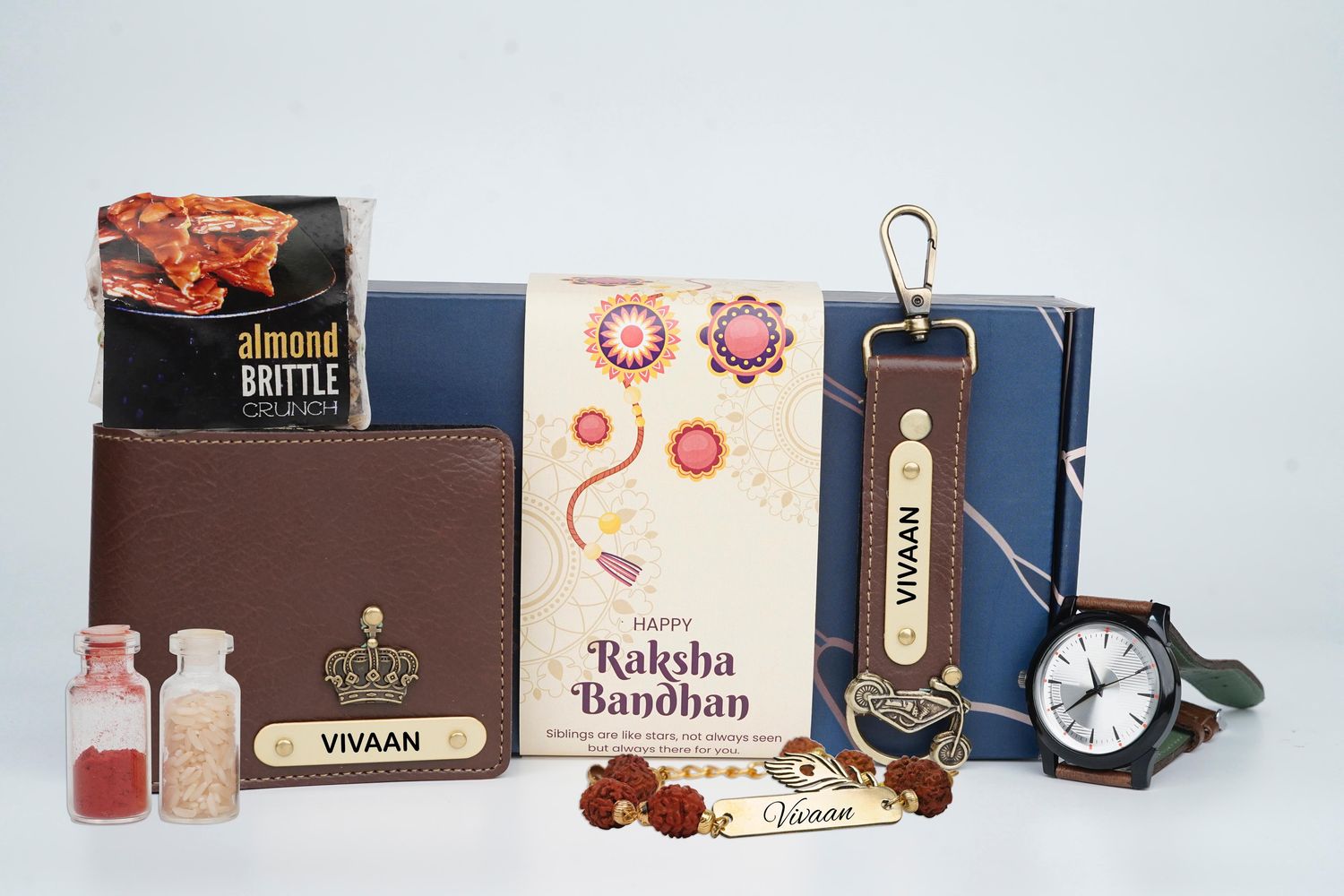 Imported Leather Rakhi Hamper 3.0, Colour of Combo: Dark Brown