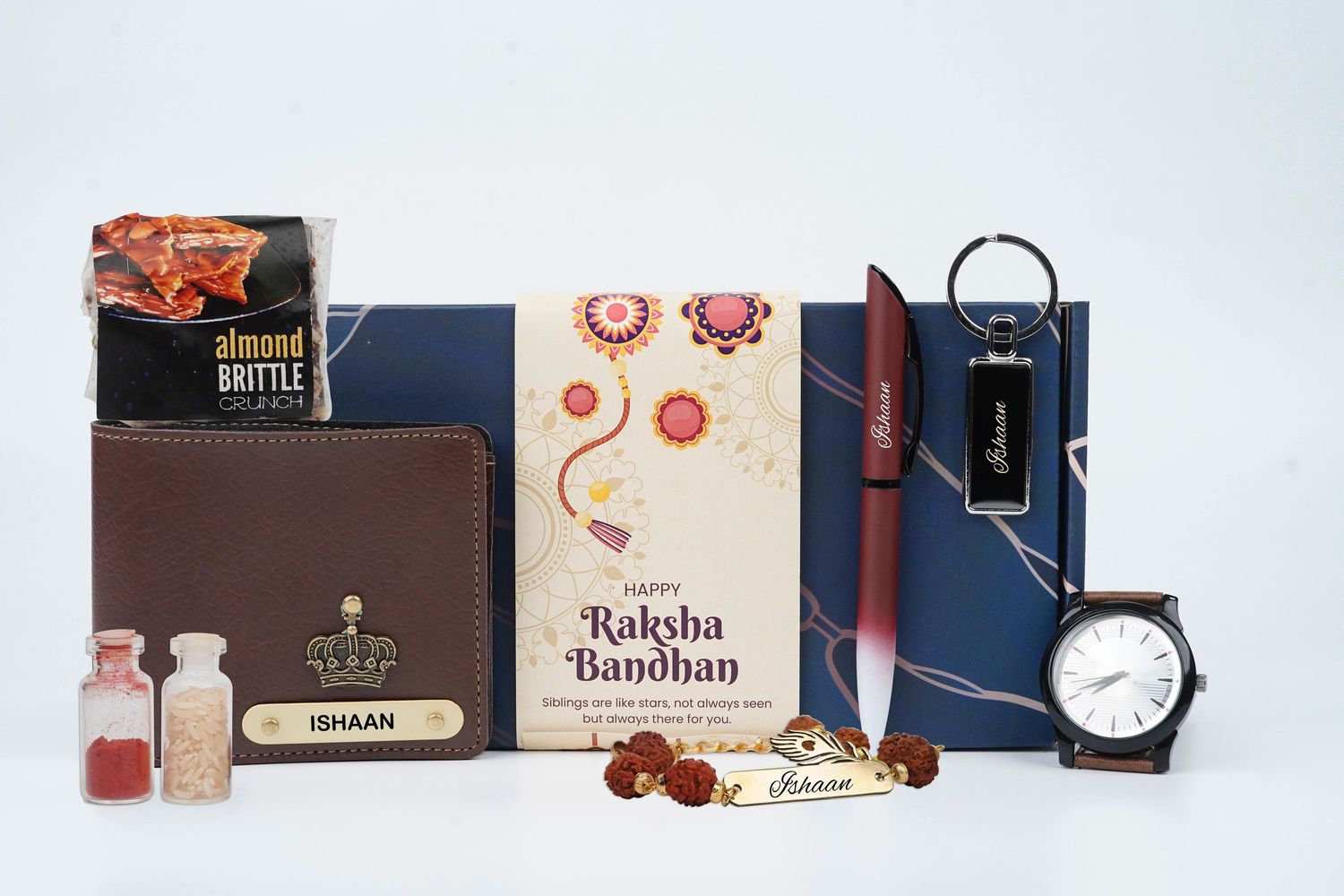 Imported Leather Rakhi Hamper 4.0, Colour of Combo: Dark Brown