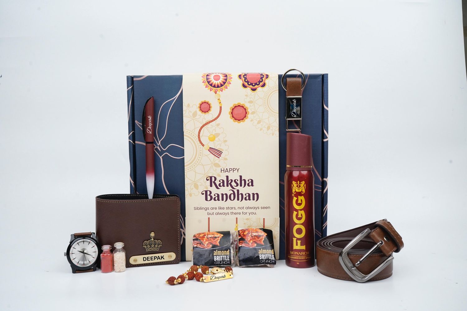 Imported Leather Rakhi Hamper 6.0, Colour of Combo: Dark Brown