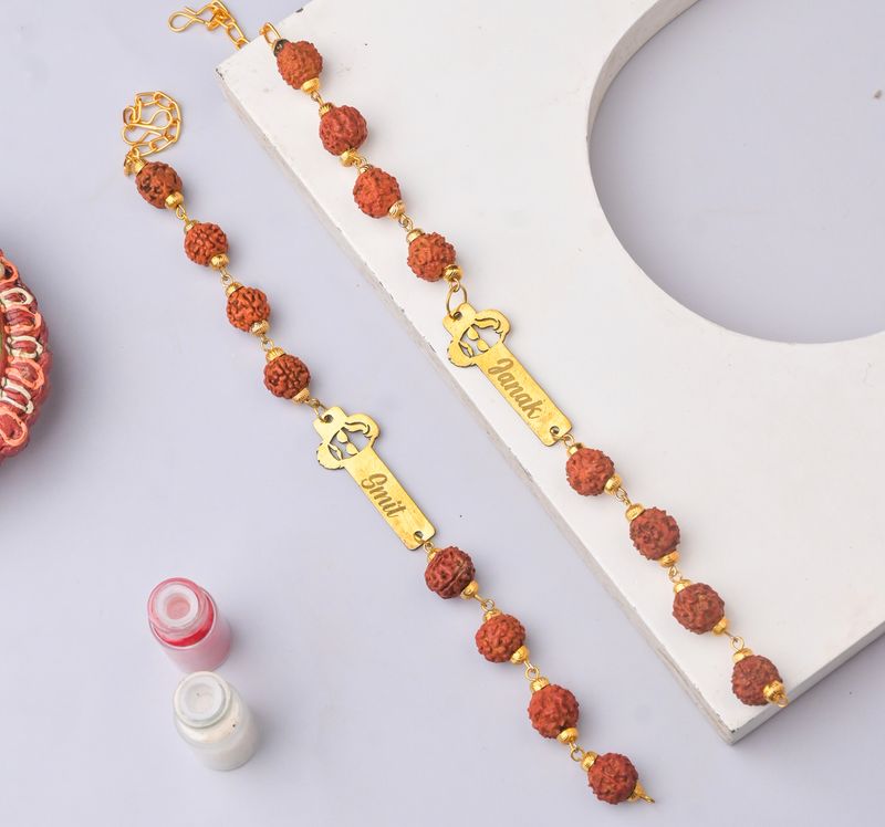 Customised Kids SWAG Rakhi with Rudraksha (Set of 2 Rakhis)