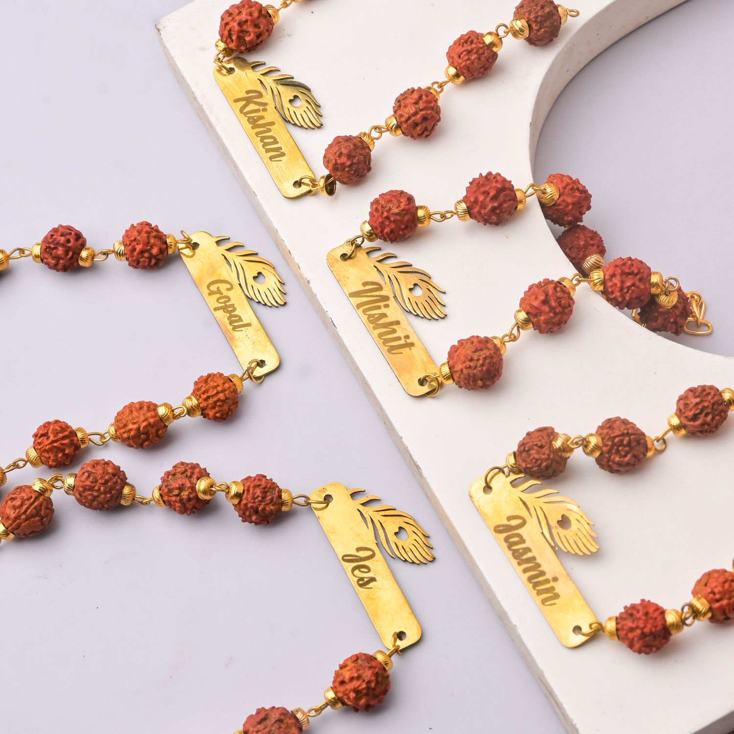 Customised Morpankh Rakhi with Rudraksha (Set of 5 Rakhis)