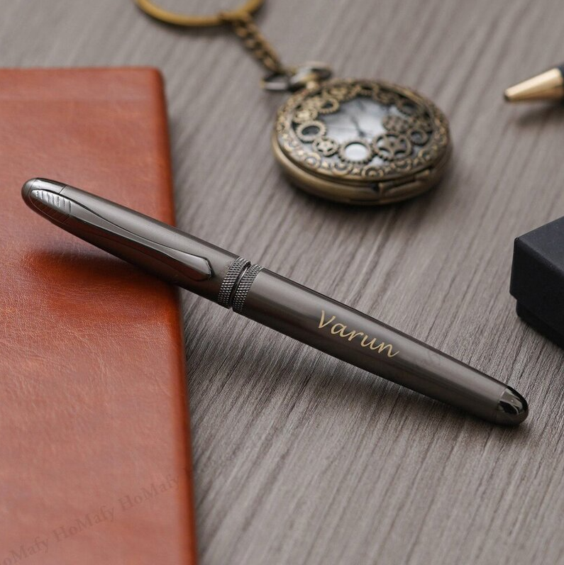 Personalised Grey Metal Roller Pen
