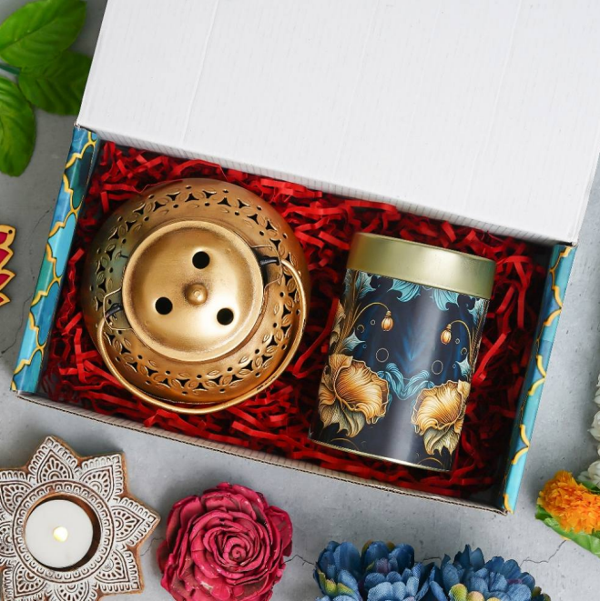 Diwali Combo -  1 METAL  LANTERN, Tin Dryfruits Jar