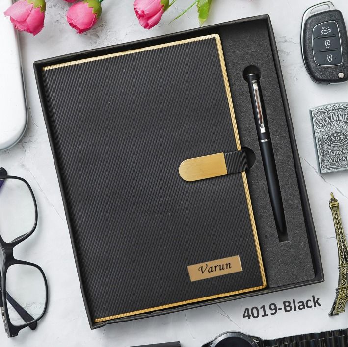 Personalized Black Premium Diary and Pen Combo Set