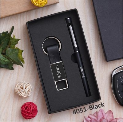 Black Customised Pen &amp; Keychain Combo