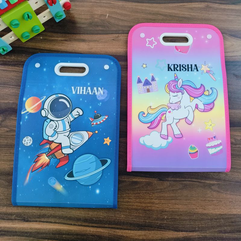 Customised Plastic Folder in Unicorn and Space Theme