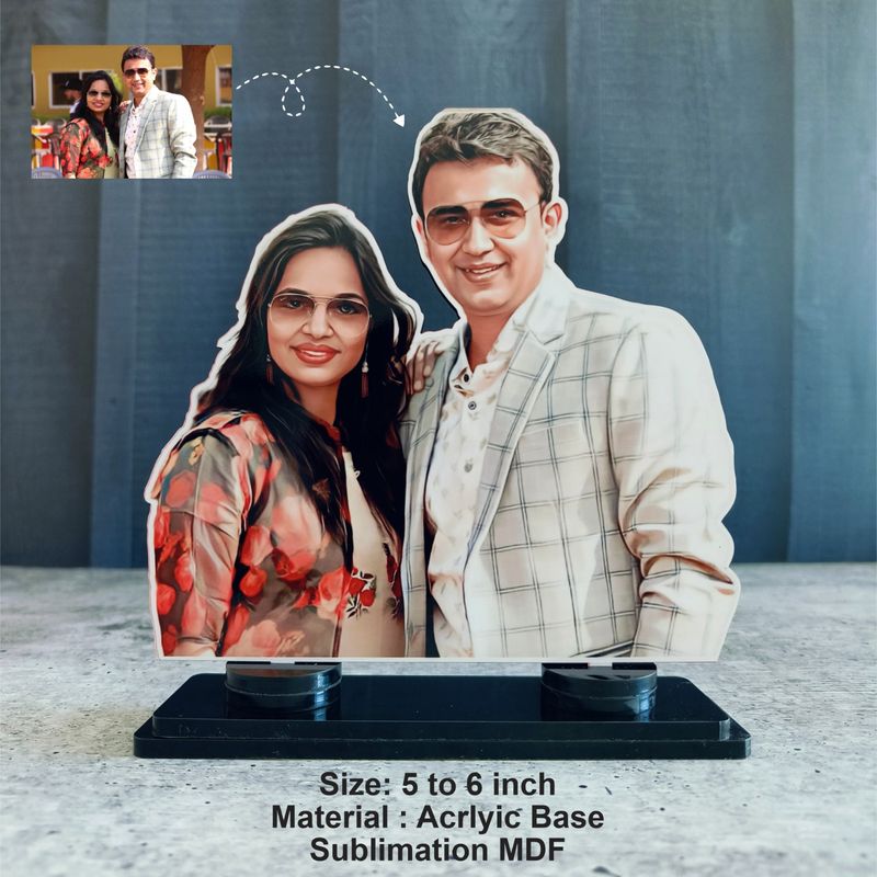 Caricature Cutout Photo Frame With Magnetic Stand