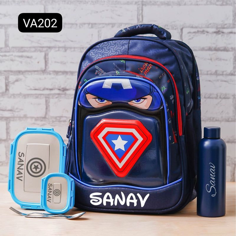 Personalized Ultimate School Essentials Kit - Superhero Blue Theme (18 inches)